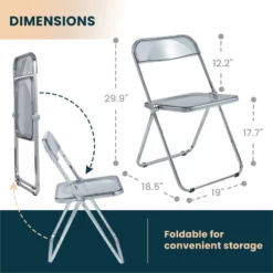 LeisureMod Lawrence Acrylic Folding Chair With Metal Frame In Clear 37 LeisureMod Lawrence Acrylic Folding Chair With Metal Frame In Clear -CYMAX Sales 2183720 15 L