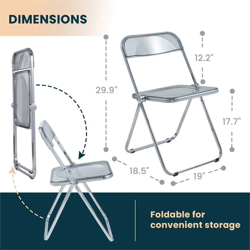 LeisureMod Lawrence Acrylic Folding Chair With Metal Frame In Clear 18 LeisureMod Lawrence Acrylic Folding Chair With Metal Frame In Clear - Image 16