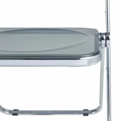 LeisureMod Lawrence Acrylic Folding Chair With Metal Frame In Clear 24 LeisureMod Lawrence Acrylic Folding Chair With Metal Frame In Clear -CYMAX Sales 2183720 2 L