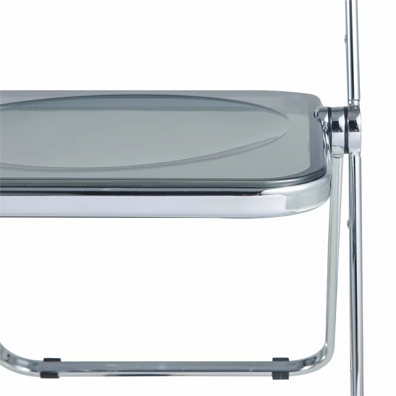 LeisureMod Lawrence Acrylic Folding Chair With Metal Frame In Clear 5 LeisureMod Lawrence Acrylic Folding Chair With Metal Frame In Clear - Image 3