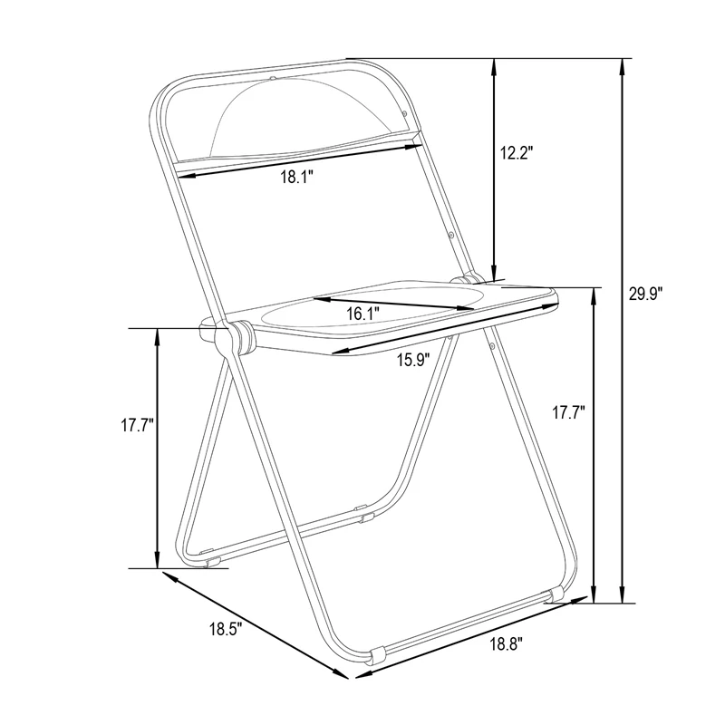 LeisureMod Lawrence Acrylic Folding Chair With Metal Frame In Clear 6 LeisureMod Lawrence Acrylic Folding Chair With Metal Frame In Clear - Image 4