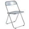 LeisureMod Lawrence Acrylic Folding Chair With Metal Frame In Clear -CYMAX Sales 2183720 L