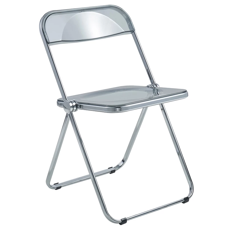 LeisureMod Lawrence Acrylic Folding Chair With Metal Frame In Clear 3 LeisureMod Lawrence Acrylic Folding Chair With Metal Frame In Clear