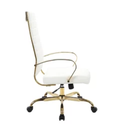 LeisureMod Benmar High-Back Leather Office Chair With Gold Frame In Gray -CYMAX Sales 2184366 2 L