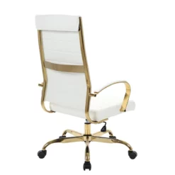 LeisureMod Benmar High-Back Leather Office Chair With Gold Frame In Gray -CYMAX Sales 2184366 3 L