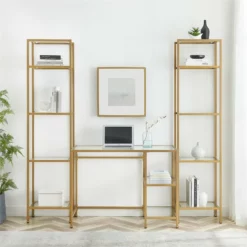 Crosley Furniture Aimee 3-piece Metal Desk And Etagere Set In Soft Gold 7 Crosley Furniture Aimee 3-piece Metal Desk And Etagere Set In Soft Gold -CYMAX Sales 2192544 2 L