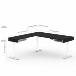 Bestar Viva 72" L-Shaped Standing Desk With Storage (Set Of 2) In Walnut Gray 26 Bestar Viva 72" L-Shaped Standing Desk With Storage (Set Of 2) In Walnut Gray -CYMAX Sales 2193863 4 L 1