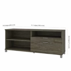 Bestar Pro-Linea 72" Credenza With 2 Drawers In Walnut Gray -CYMAX Sales 2193982 3 L