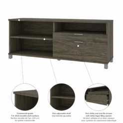 Bestar Pro-Linea 72" Credenza With 2 Drawers In Walnut Gray -CYMAX Sales 2193982 4 L