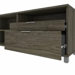 Bestar Pro-Linea 72" Credenza With 2 Drawers In Walnut Gray -CYMAX Sales 2193982 8 L