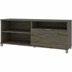 Bestar Pro-Linea 72" Credenza With 2 Drawers In Walnut Gray