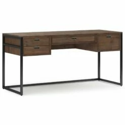 Simpli Home Richmond ACACIA WOOD Modern Industrial 60" Desk In Rustic Natural Brown