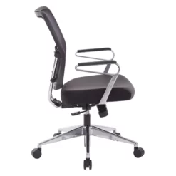 Air Grid Back And Padded Black Bonded Leather Seat With Padded Aluminum Arms -CYMAX Sales 2195126 2 L