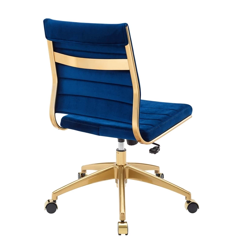 Modway Jive 37" Armless Performance Velvet Office Chair In Navy 6 Modway Jive 37" Armless Performance Velvet Office Chair In Navy - Image 4