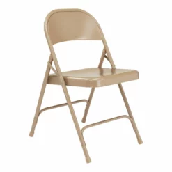 NPS 50 Series 29.25" Modern All-Steel Metal Folding Chair In Beige (Set Of 4)