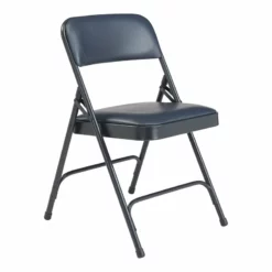 NPS 1200 Series 29.5" Vinyl Upholstered Folding Chair In Dark Blue (Set Of 4)