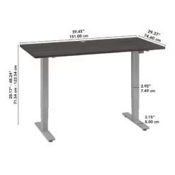 Cabot 60W Electric Height Adjustable Standing Desk In Gray - Engineered Wood -CYMAX Sales 2201745 8 L