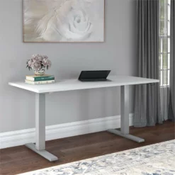 Cabot 60W Electric Height Adjustable Standing Desk In Gray - Engineered Wood -CYMAX Sales 2201790 1 L