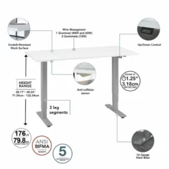Cabot 60W Electric Height Adjustable Standing Desk In Gray - Engineered Wood -CYMAX Sales 2201790 3 L