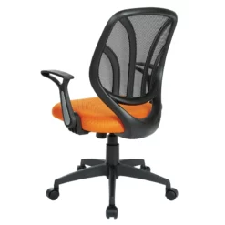 Screen Back Chair With Orange Mesh Flip Arms And Silver Accents -CYMAX Sales 2202627 6 L