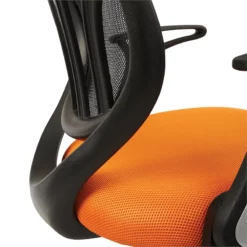 Screen Back Chair With Orange Mesh Flip Arms And Silver Accents -CYMAX Sales 2202627 7 L