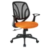 Screen Back Chair With Orange Mesh Flip Arms And Silver Accents -CYMAX Sales 2202627 L