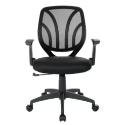 Screen Back Chair With Black Mesh Flip Arms And Silver Accents 12 Screen Back Chair With Black Mesh Flip Arms And Silver Accents -CYMAX Sales 2202630 2 L