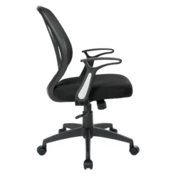 Screen Back Chair With Black Mesh Flip Arms And Silver Accents 13 Screen Back Chair With Black Mesh Flip Arms And Silver Accents -CYMAX Sales 2202630 3 L