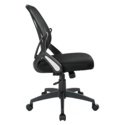 Screen Back Chair With Black Mesh Flip Arms And Silver Accents 14 Screen Back Chair With Black Mesh Flip Arms And Silver Accents -CYMAX Sales 2202630 4 L