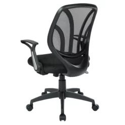Screen Back Chair With Black Mesh Flip Arms And Silver Accents 16 Screen Back Chair With Black Mesh Flip Arms And Silver Accents -CYMAX Sales 2202630 6 L
