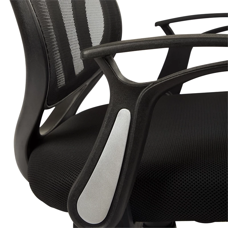 Screen Back Chair With Black Mesh Flip Arms And Silver Accents 10 Screen Back Chair With Black Mesh Flip Arms And Silver Accents - Image 8