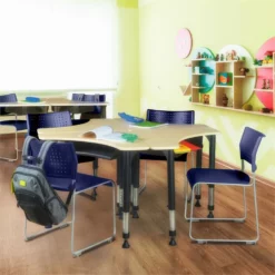 Eris Stack Plastic Chair (8 Pack)- Blue/ Chrome -CYMAX Sales 2203364 2 L