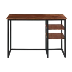 The Urban Port 24" Wood Desk With Wooden Top And 2-Side Shelves In Brown 10 The Urban Port 24" Wood Desk With Wooden Top And 2-Side Shelves In Brown -CYMAX Sales 2207098 2 L