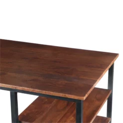 The Urban Port 24" Wood Desk With Wooden Top And 2-Side Shelves In Brown 12 The Urban Port 24" Wood Desk With Wooden Top And 2-Side Shelves In Brown -CYMAX Sales 2207098 4 L