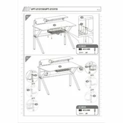 The Urban Port 27" Rectangular Modern Metal Gaming Desk With 2 Shelves In Black 23 The Urban Port 27" Rectangular Modern Metal Gaming Desk With 2 Shelves In Black -CYMAX Sales 2207105 10 L