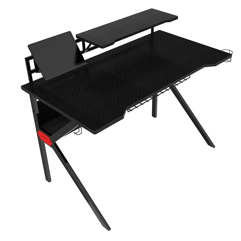 The Urban Port 27" Rectangular Modern Metal Gaming Desk With 2 Shelves In Black 6 The Urban Port 27" Rectangular Modern Metal Gaming Desk With 2 Shelves In Black - Image 4