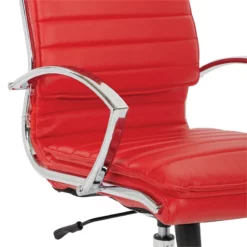 High Back Manager's Faux Leather Chair In Red With Chrome Base -CYMAX Sales 2209187 10 L
