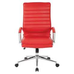 High Back Manager's Faux Leather Chair In Red With Chrome Base -CYMAX Sales 2209187 2 L