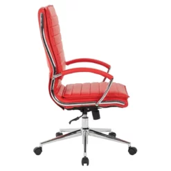 High Back Manager's Faux Leather Chair In Red With Chrome Base -CYMAX Sales 2209187 4 L
