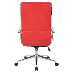 High Back Manager's Faux Leather Chair In Red With Chrome Base -CYMAX Sales 2209187 6 L