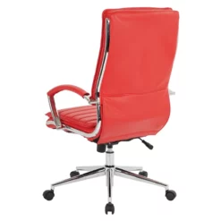 High Back Manager's Faux Leather Chair In Red With Chrome Base -CYMAX Sales 2209187 8 L