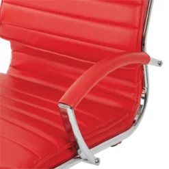 High Back Manager's Faux Leather Chair In Red With Chrome Base -CYMAX Sales 2209187 9 L