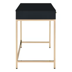 Alios Desk With Black Gloss Finish And Rose Gold Metal Frame -CYMAX Sales 2209803 6 L