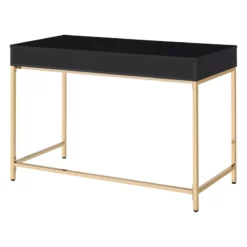 Alios Desk With Black Gloss Finish And Rose Gold Metal Frame -CYMAX Sales 2209803 7 L
