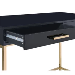 Alios Desk With Black Gloss Finish And Rose Gold Metal Frame -CYMAX Sales 2209803 8 L