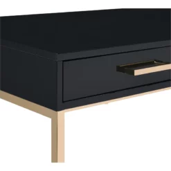 Alios Desk With Black Gloss Finish And Rose Gold Metal Frame -CYMAX Sales 2209803 9 L