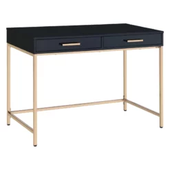 Alios Desk With Black Gloss Finish And Rose Gold Metal Frame