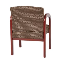 Visitor's Chair In Cocoa Fabric With Cherry Finish Wood And Thick Padded Seat -CYMAX Sales 2211269 2 L