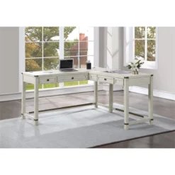 Baton Rouge L-Shape Desk In Champagne Oak Finish Engineered Wood 17 Baton Rouge L-Shape Desk In Champagne Oak Finish Engineered Wood -CYMAX Sales 2211292 2 L