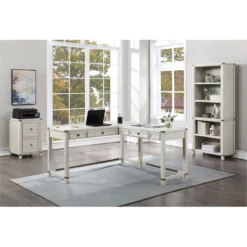 Baton Rouge L-Shape Desk In Champagne Oak Finish Engineered Wood 18 Baton Rouge L-Shape Desk In Champagne Oak Finish Engineered Wood -CYMAX Sales 2211292 3 L